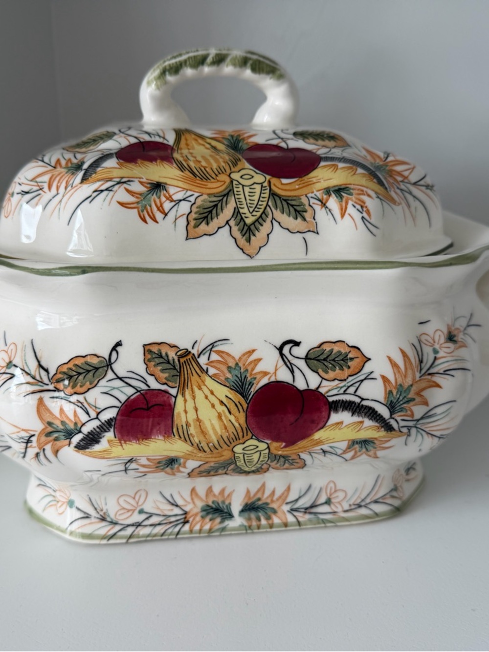 Vintage soup tureen (possibly Royal Sealy Plum Harvest- makers tag is removed)
